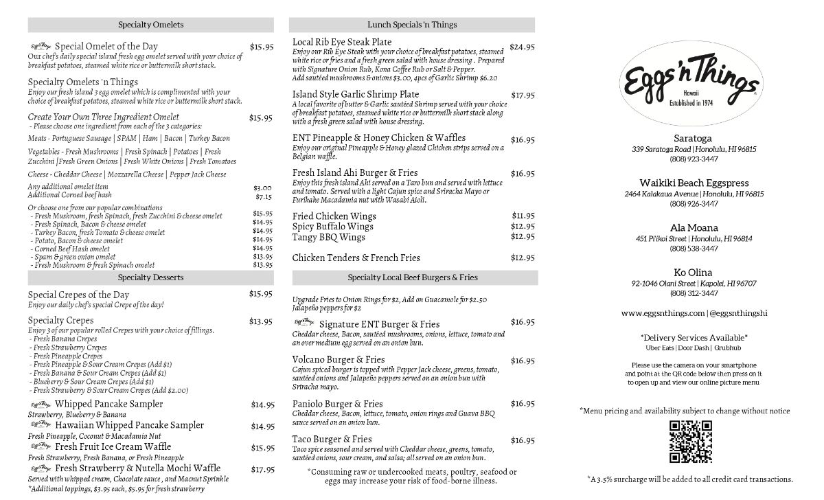 Eggs 'n Things - Waikiki Beach Eggspress_menu_picture