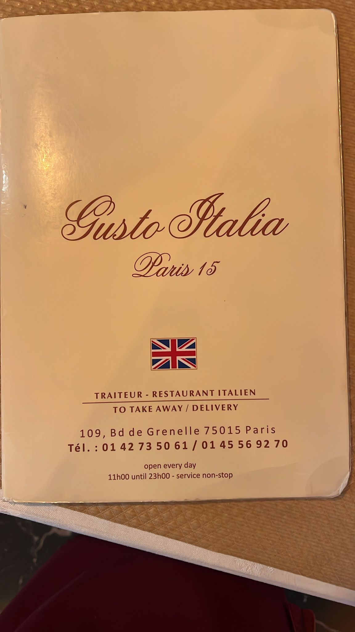 Gusto Italia Paris 15ème_menu_picture