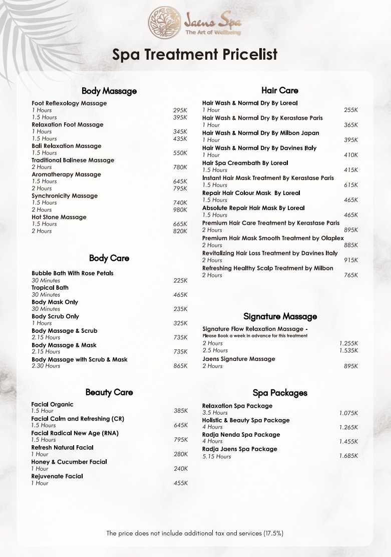 Jaens Spa Center_menu_picture