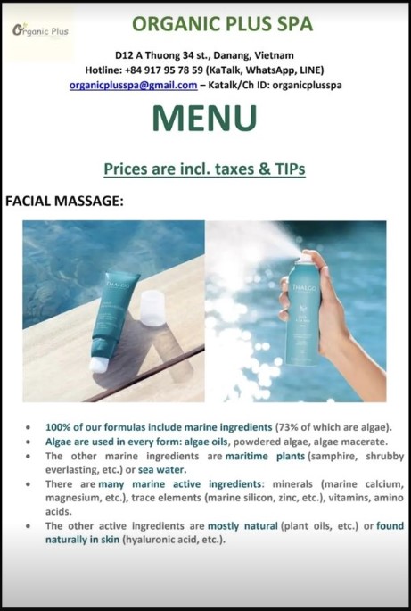 Organic Plus Spa_menu_picture