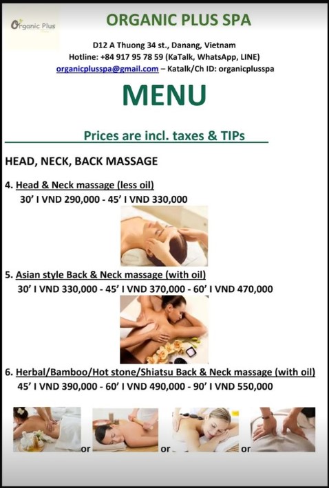 Organic Plus Spa_menu_picture