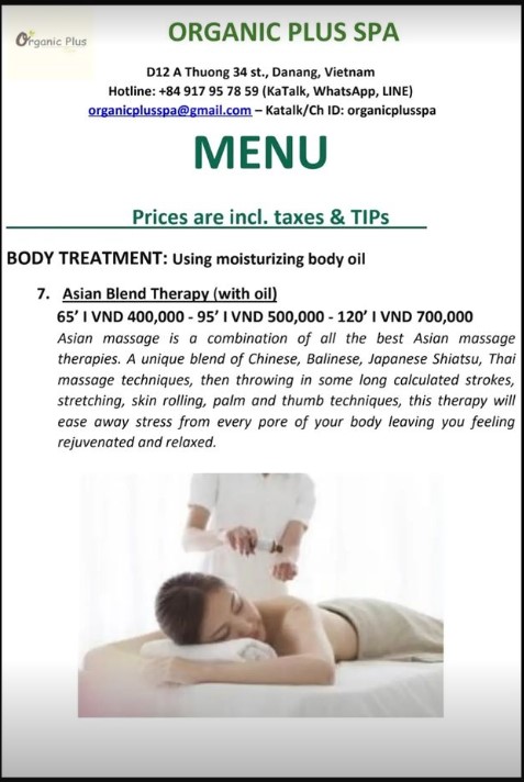 Organic Plus Spa_menu_picture